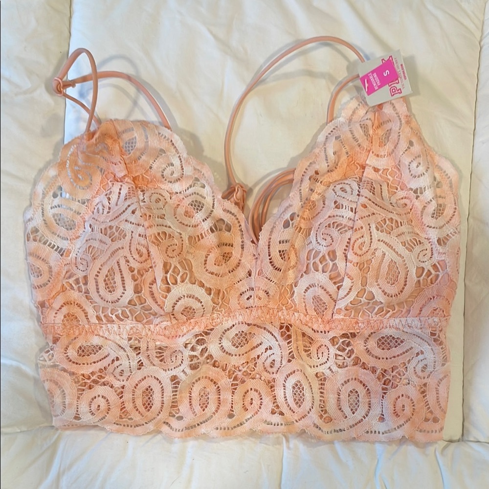 Lace Bralette in Peach by Pink by Victoria’s Secret NWT